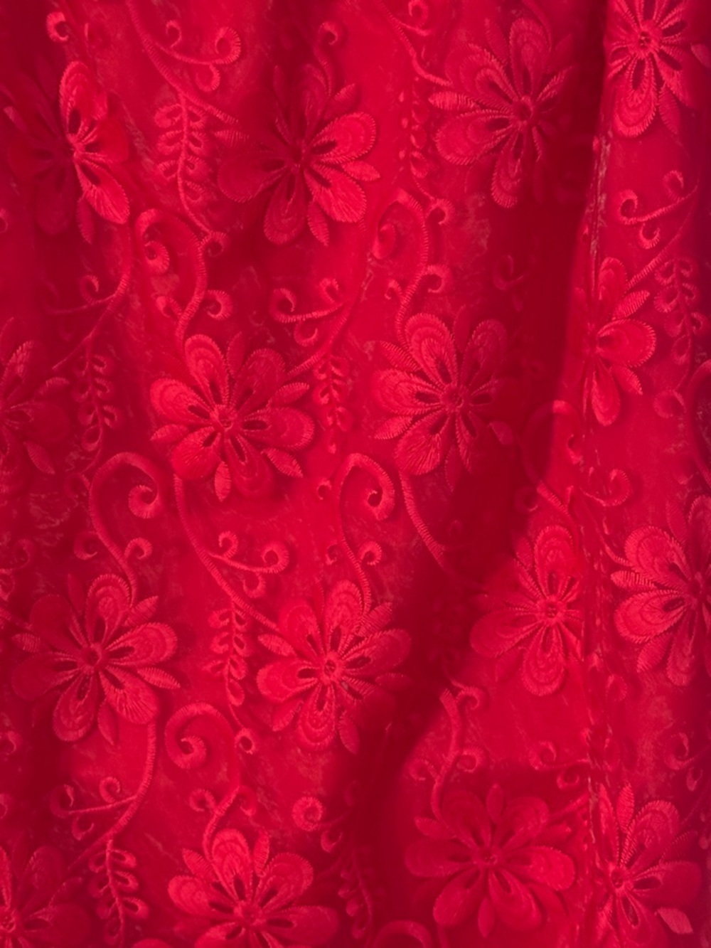 Voom by Joy Han Red Floral Embroidered Off the Shoulder Dress Size M - Picture 5 of 6
